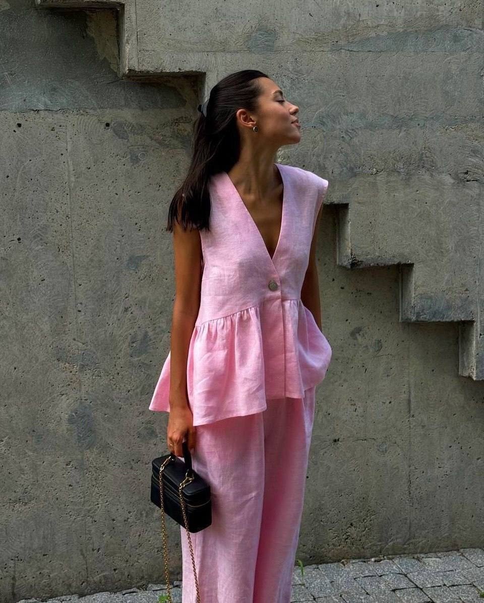 женская мода,костюм из льна,костюм женский летний,брючный костюм