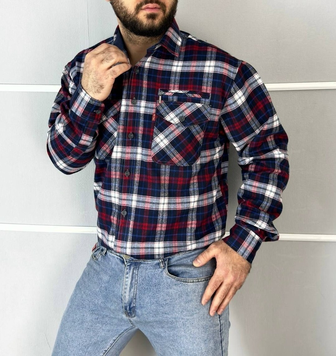 рубашка в клетку теплая h&h fashion,теплая рубашка в клетку westhero 122052187,рубашка мужская,рубашка теплая в клетку с длинными рукавами,рубашка теплая в клетку