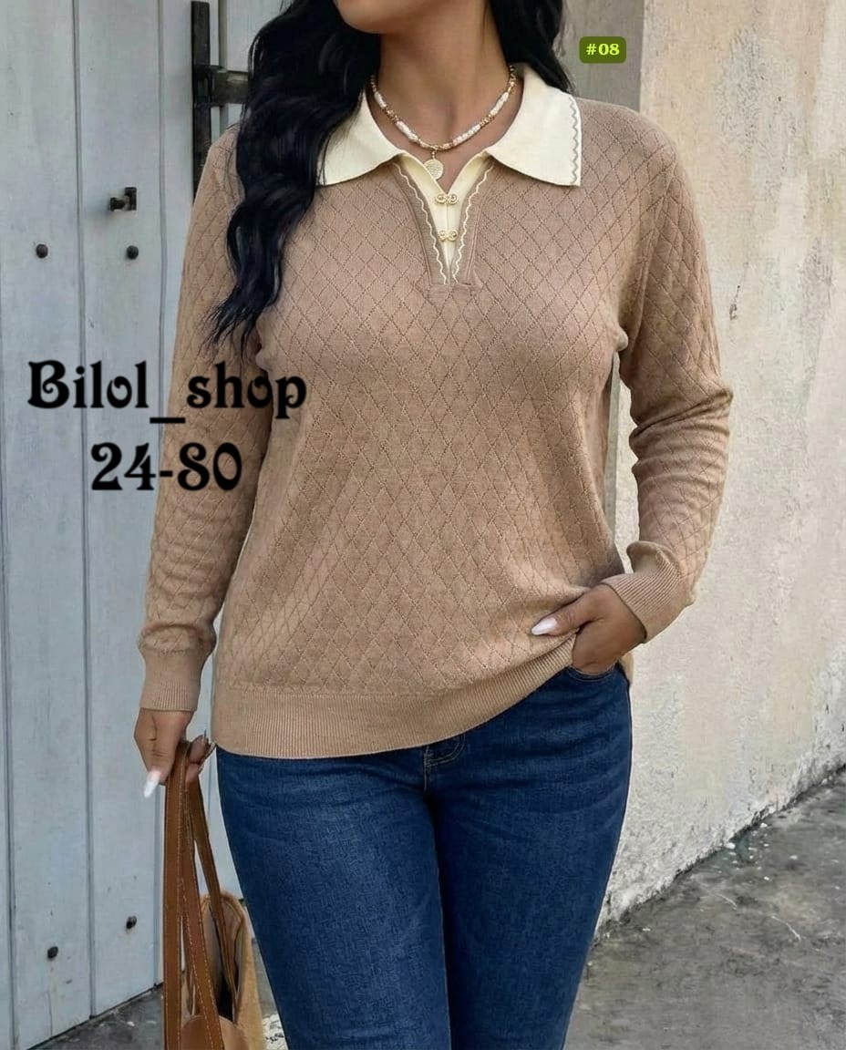 женский свитер,женская кофта,модные свитера,свитер с воротником,свитер кофта