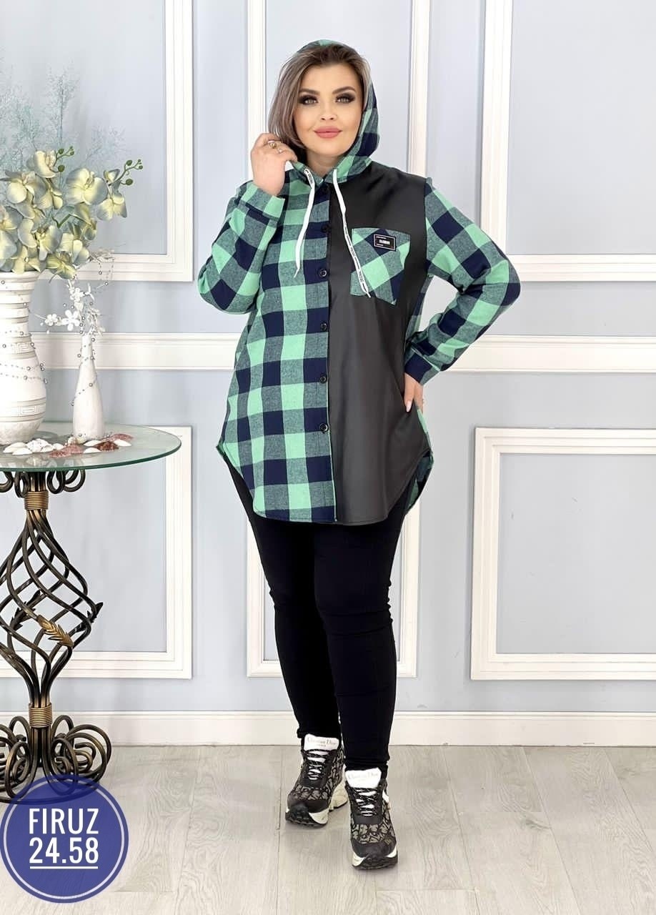 рубашка женская большие размеры,туника рубашка,рубашка теплая в клетку удлиненная,ткань байка рубашка,рубашка теплая в клетку
