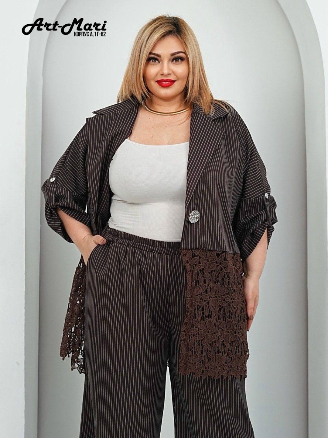 брючный комплект,одежда для полных,брючный костюм michel chic 1386/1 черный,брючный костюм женский,жакет и брюки