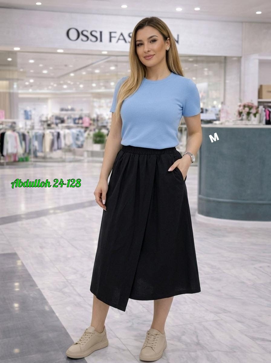 юбка миди,юбка,юбка женская,льняная юбка,юбка миди с карманами