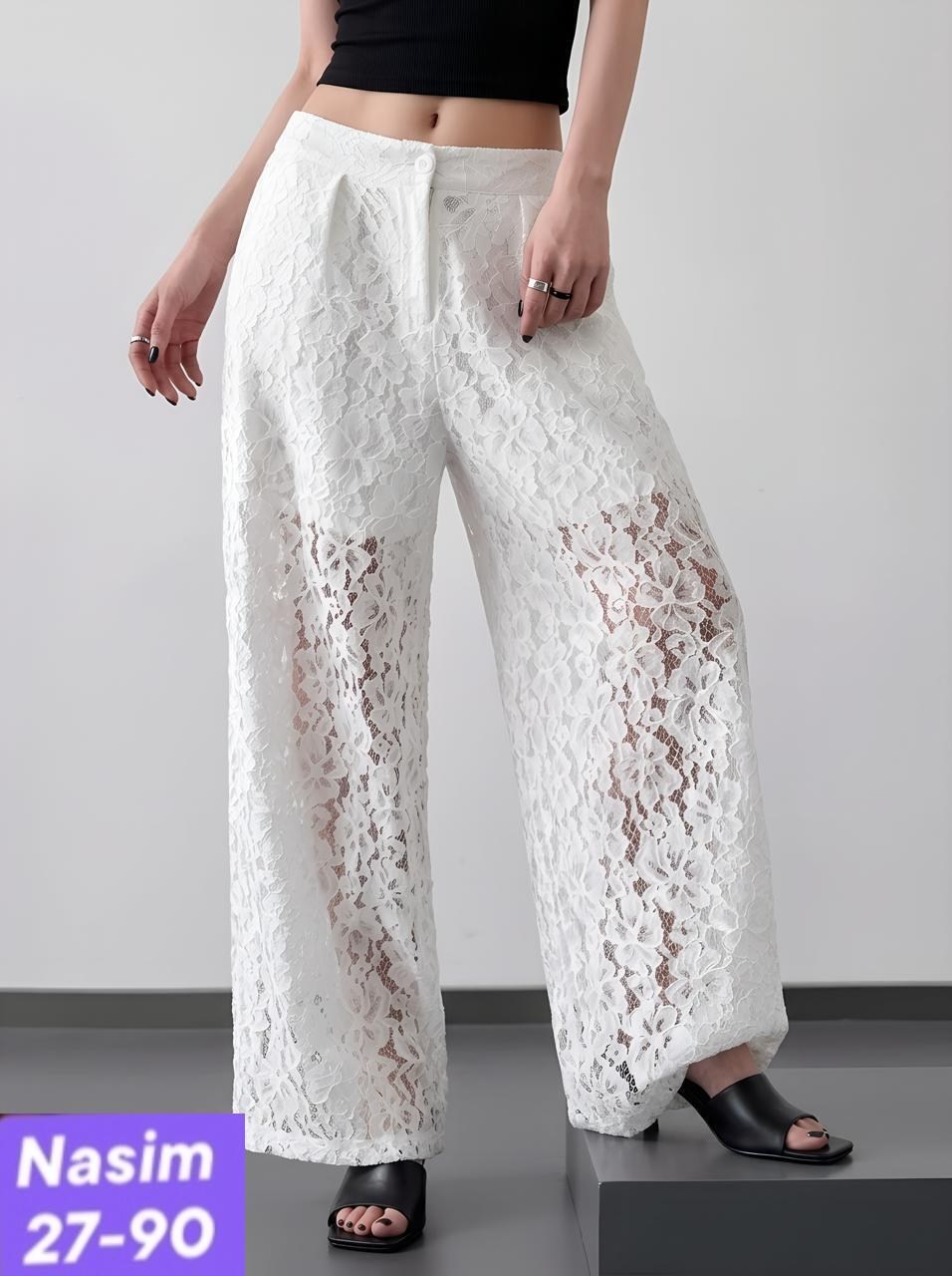 брюки кружевные,брюки с кружевом,брюки из кружева,штаны кружевные,брюки женские fly 4211 черные 42 ru