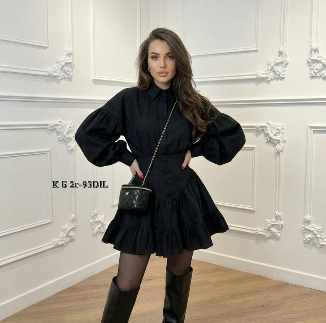 мини-юбка с оборками и рубашкой из полиэстера,платье,,платье женское,костюм с рубашкой и юбкой