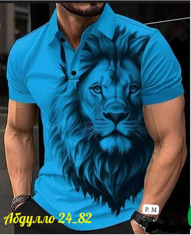 футболка поло мужская,футболка для мужчин хб,футболки мужские с принтом,футболки мужские,мужская рубашка поло с 3d принтом льва