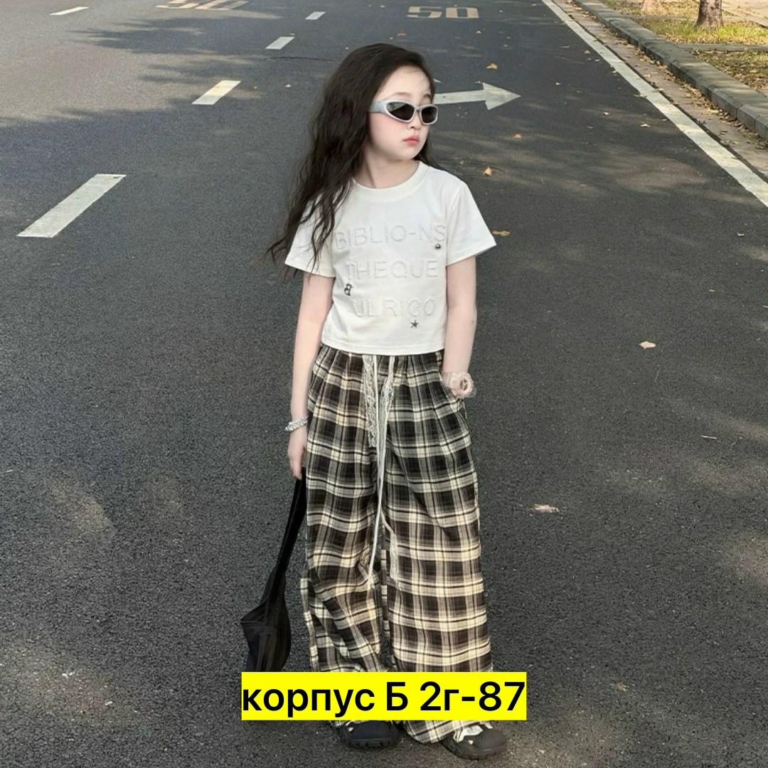 широкие брюки,брюки в клетку,штаны в клетку,летний костюм для девочек,брюки с широкими штанинами