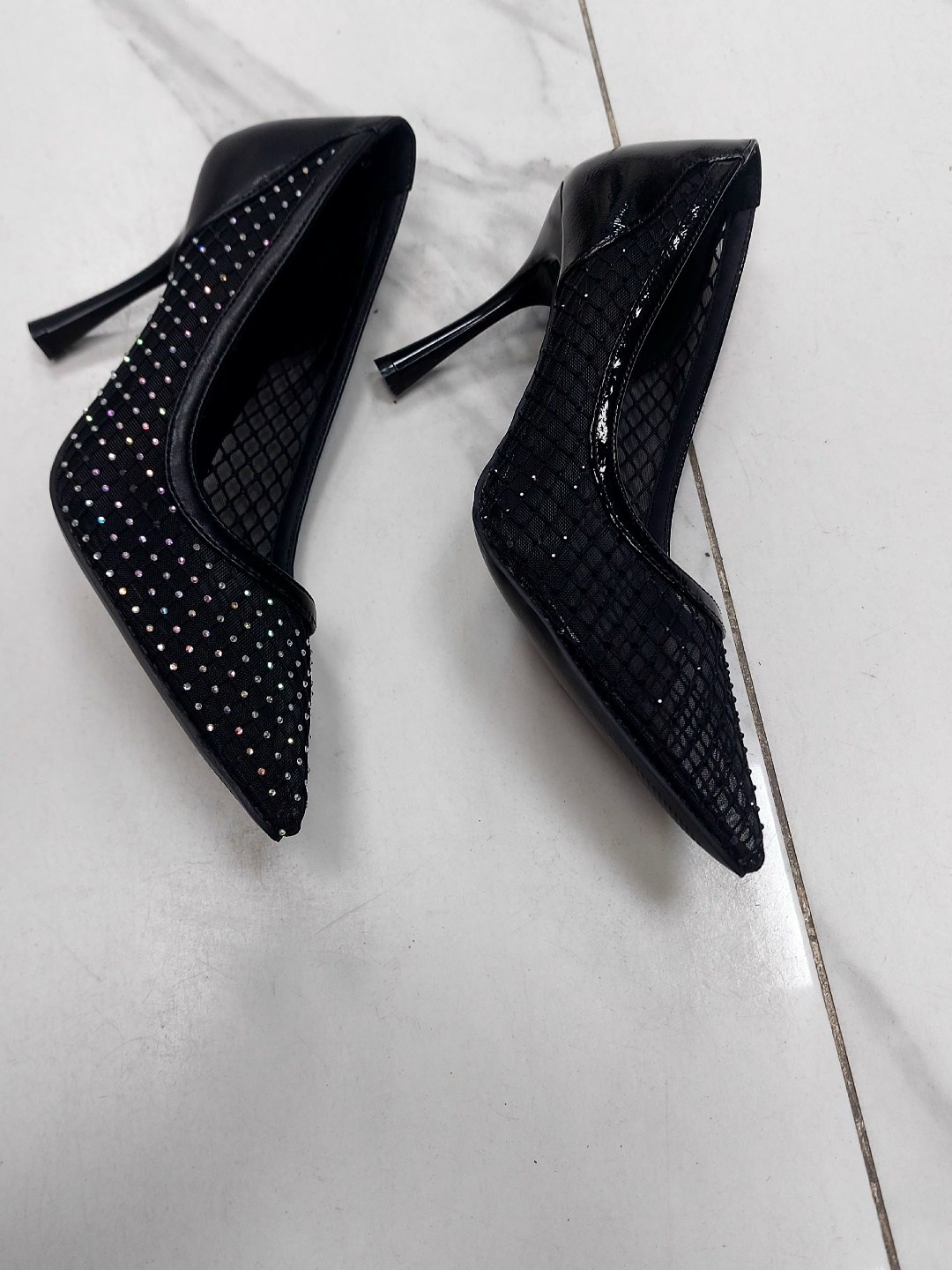 ,туфли-лодочки из декоративной сетки и искусственной кожи stella mccartney черный,туфли женские,туфли сетка стразы,женские туфли лодочки