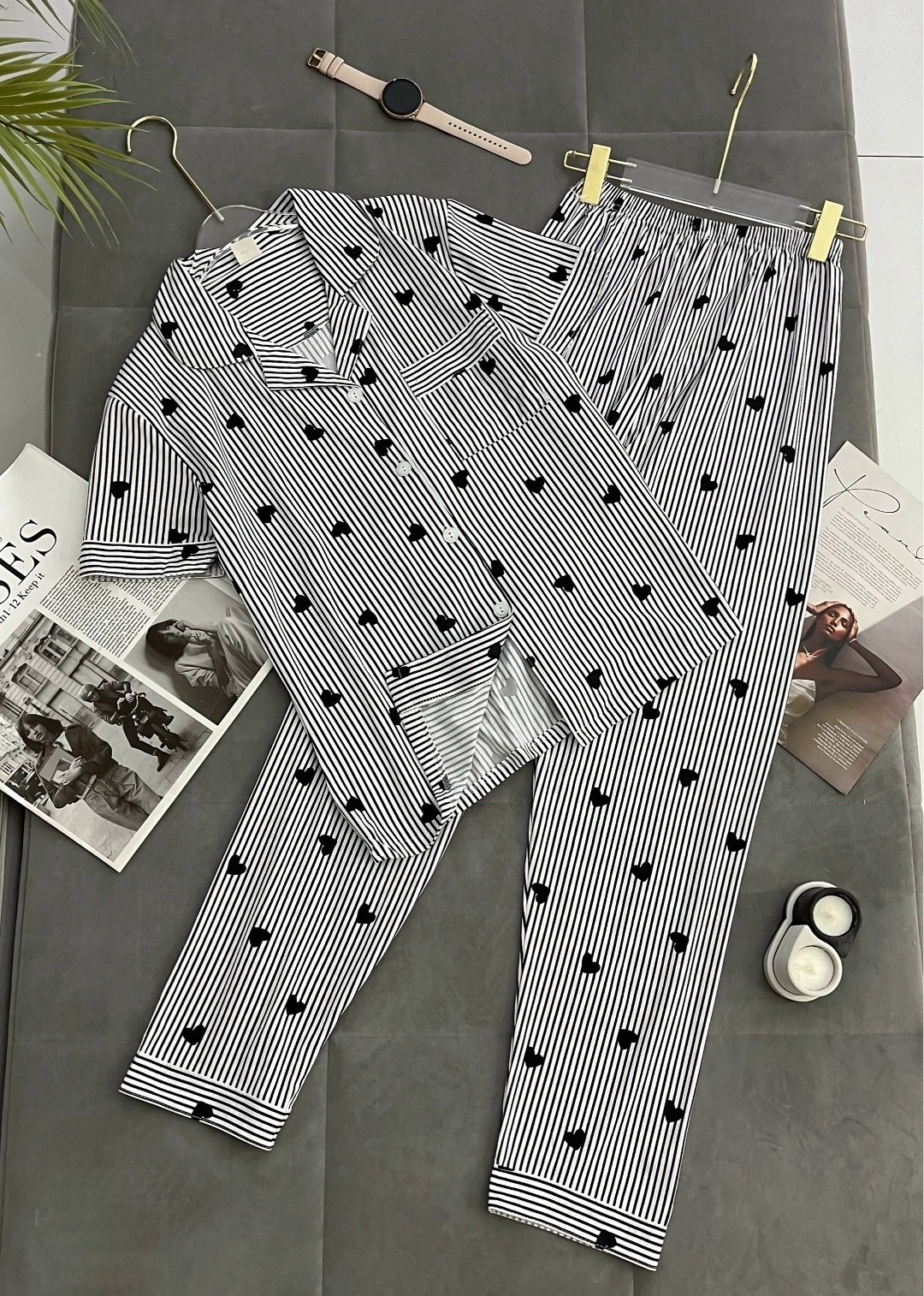 домашняя пижама со штанами и рубашкой с сердечками q&h fashion,самая удобная женская пижама со штанами и рубашкой сердечками,женская пижама с сердечками stayhome,пижама женская с брюками m,l,xl,xxl,с