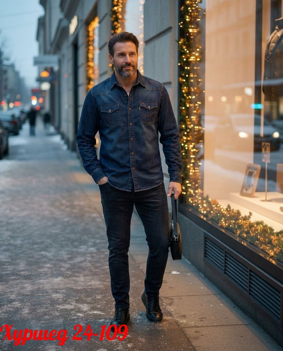 мужская джинсовая рубашка с длинными рукавами,мужская джинсовая рубашка,мужская мода,мужские образы,мужской стиль кэжуал