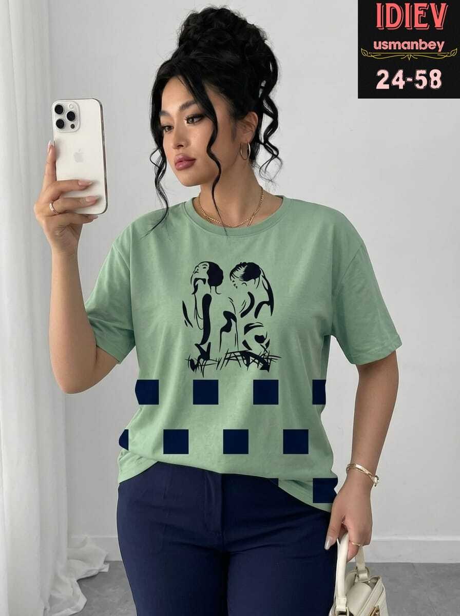 футболка женская,футболка женская (one size) 48-58 арт. 1268424,футболки женские больших размеров,кофта женская,футболки женские модные