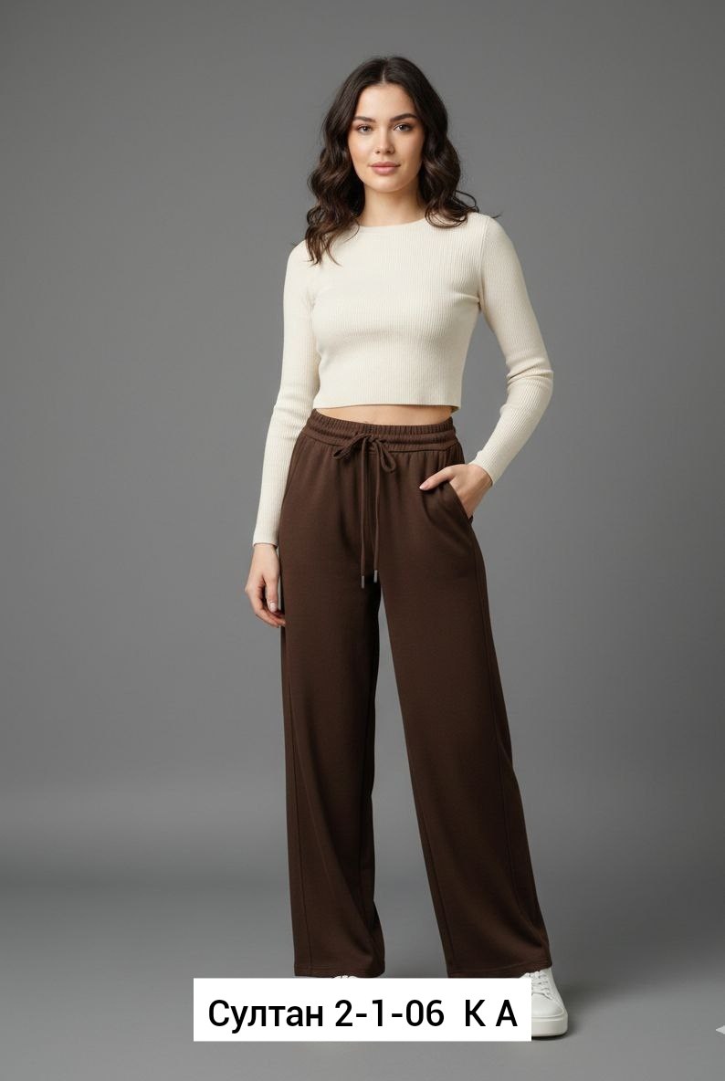 элегантные брюки,брюки трикотажные,брюки палаццо софия 37 темно-коричневый,брюки женские,широкие брюки