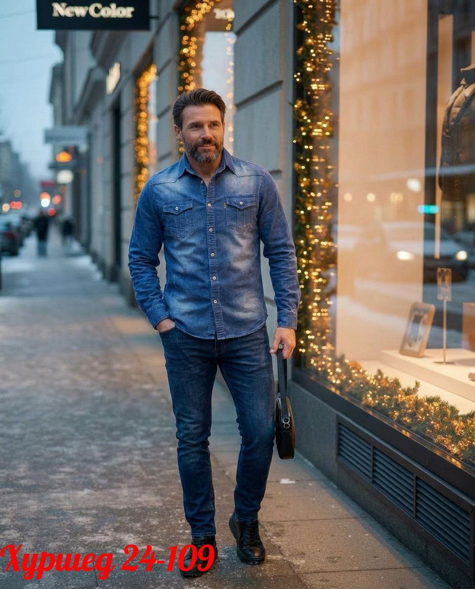 мужская джинсовая рубашка с длинными рукавами,мужская джинсовая рубашка,мужская мода,мужские образы,мужской стиль кэжуал