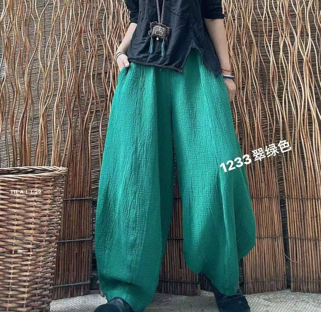 женские хлопковые льняные брюки мешковатый стиль y2k,широкие брюки,льняные шаровары,льняные брюки,льняные широкие брюки