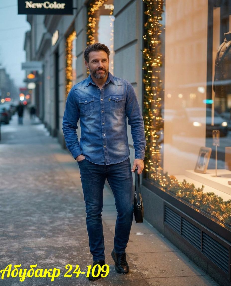 мужская джинсовая рубашка с длинными рукавами,мужская джинсовая рубашка,рубашка под джинсы мужская,мужская мода,джинсы и рубашка