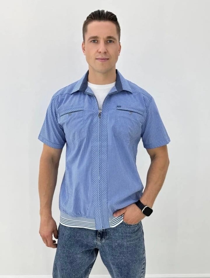 рубашка легкая,мужская рубашка с короткими рукавами,модные мужские рубашки,рубашка с коротким рукавом на молнии,рубашка с короткими рукавами