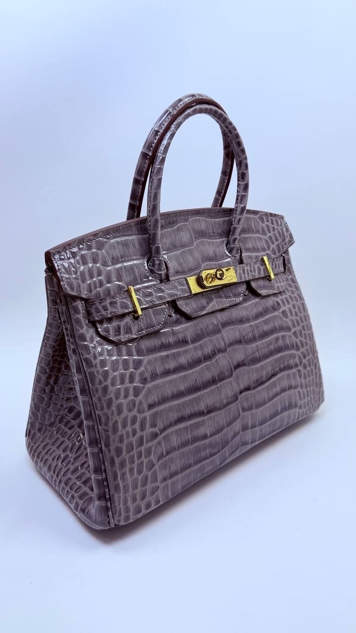 серая сумка гермес биркин,сумка биркин,элегантная сумка,сумка hermes,сумка женская hermes birkin 35 крокодил
