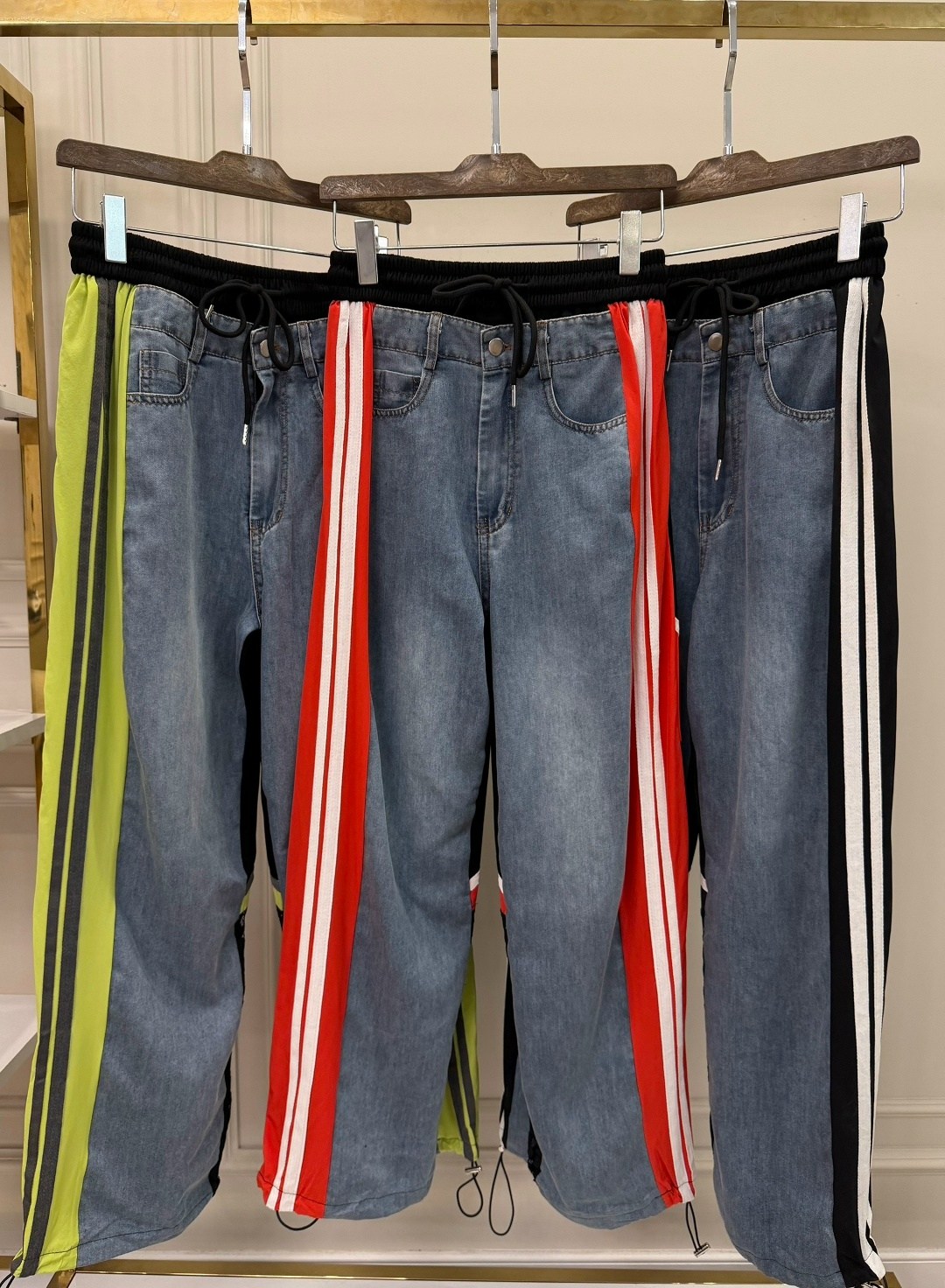 джинсы с полосками,корейские модные мешковатые джинсы y2k в синюю полоску,джинсы с лампасами,комбинированные джинсы,модные джинсы