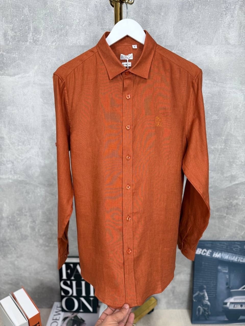 рубашка,рубашка льняная,повседневная рубашка,рубашка мужская,рубашка оранжевая
