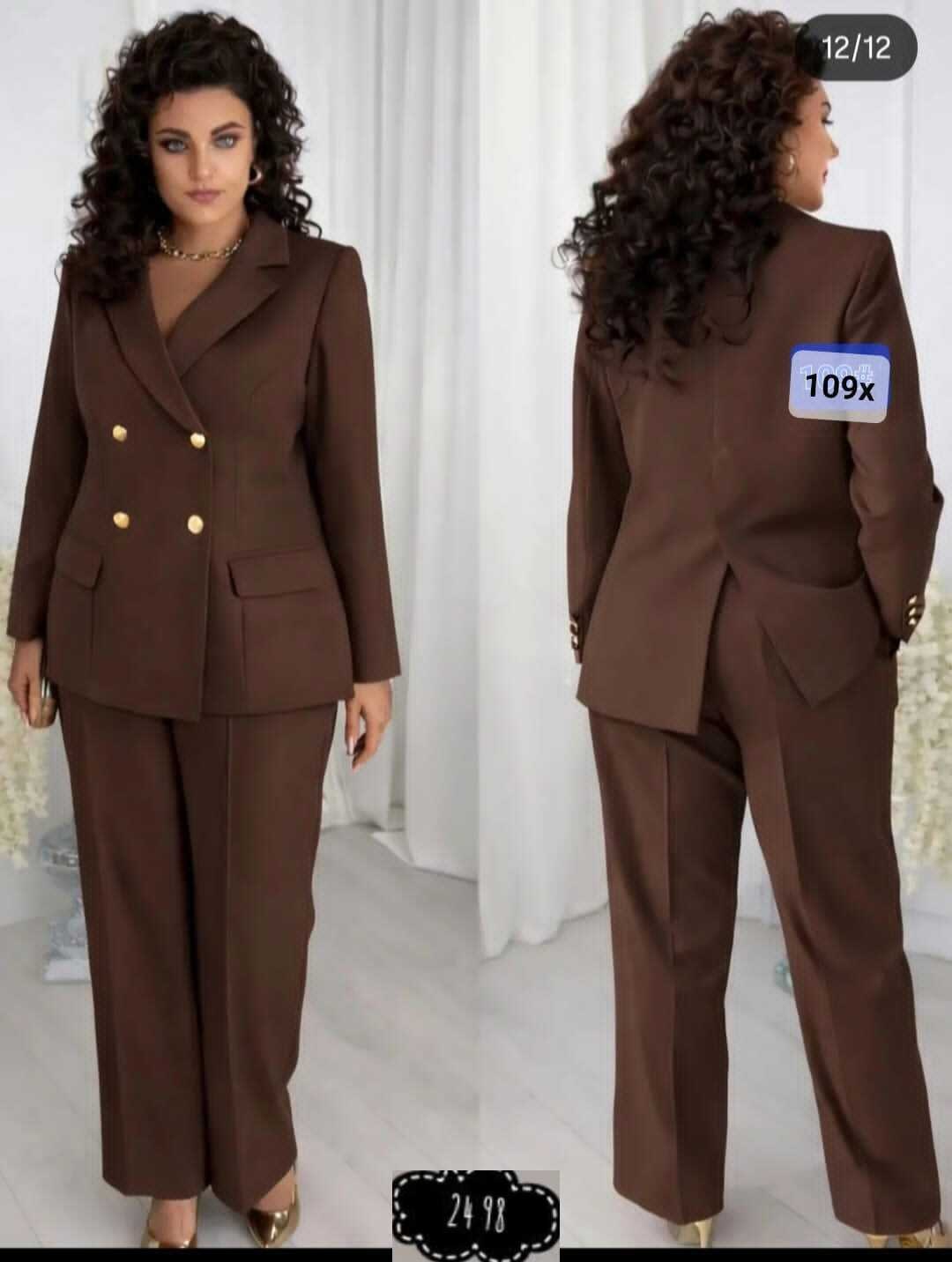 брючный костюм vilena 1119 шоколад,брючный костюм,брючный комплект vilena 1052 светлый-шоколад,костюм vilena-fashion арт. 1052 светлый-шоколад,женский брючный костюм
