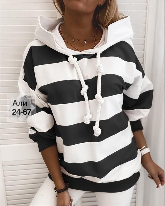 толстовка с капюшоном женская,женская толстовка,толстовка повседневная,толстовка в полоску,свитшот в полоску