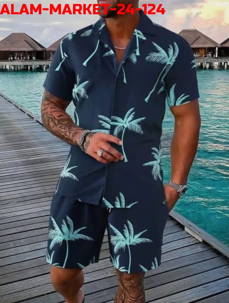 костюм летний мужской,мужская мода,пляжный костюм,мужская гавайская рубашка,костюм для отдыха