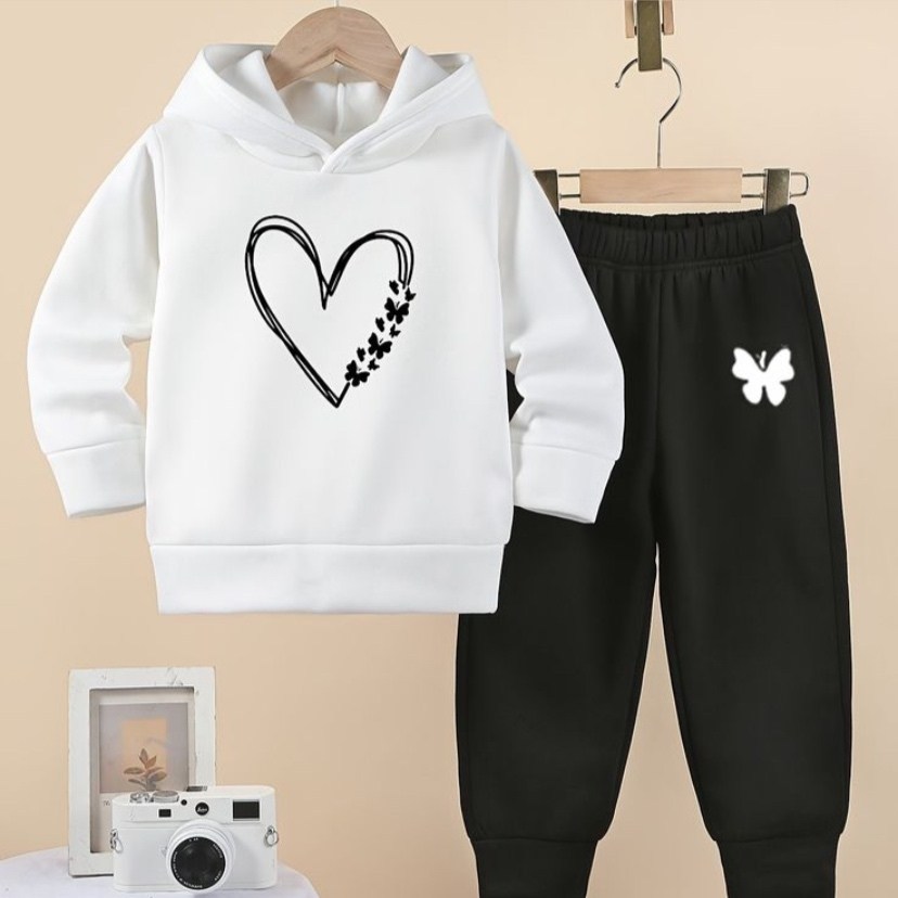 спортивные брюки & худи с принтом сердечка shein,спортивные костюм,детский с принтом сердечка худи & спортивные брюки,костюм на девочку,спортивный костюм для девочек