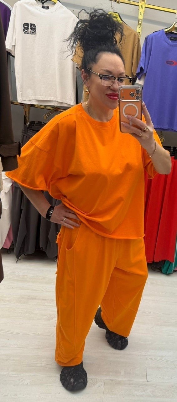 брюки женские,брюки кюлоты,оранжевые брюки,спортивные штаны