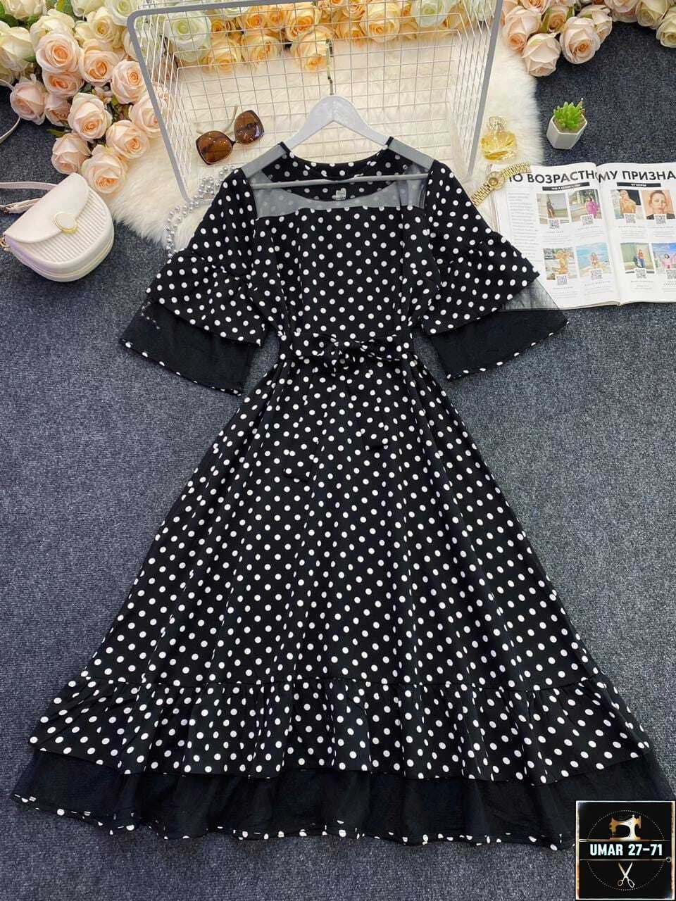 платья в горошек,платья женские больших размеров,платье в горошек 2026,женское платье в горошек,платье нарядное