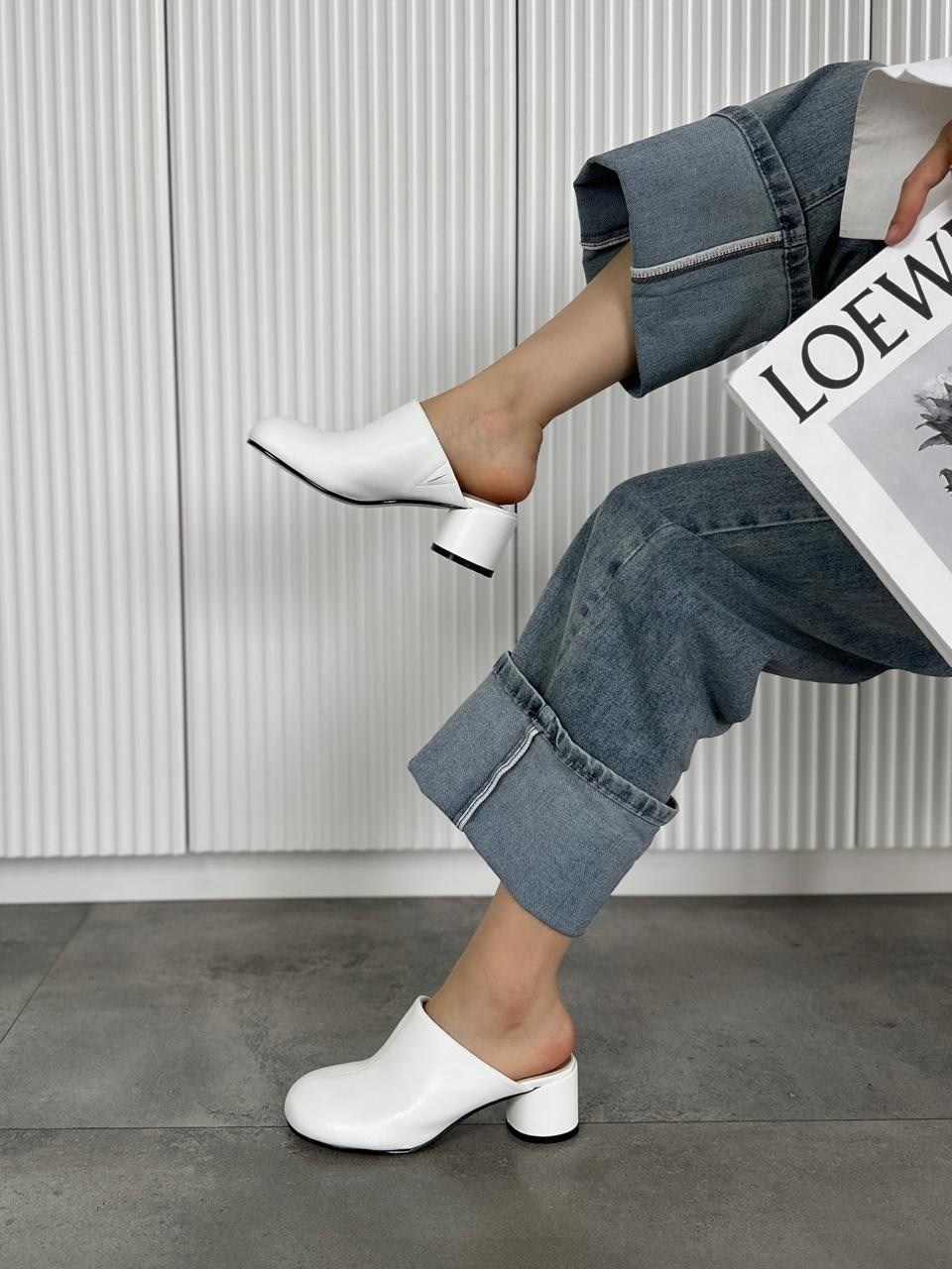 ,мюли женские,мюли на каблуке,эконика сабо белые, женская