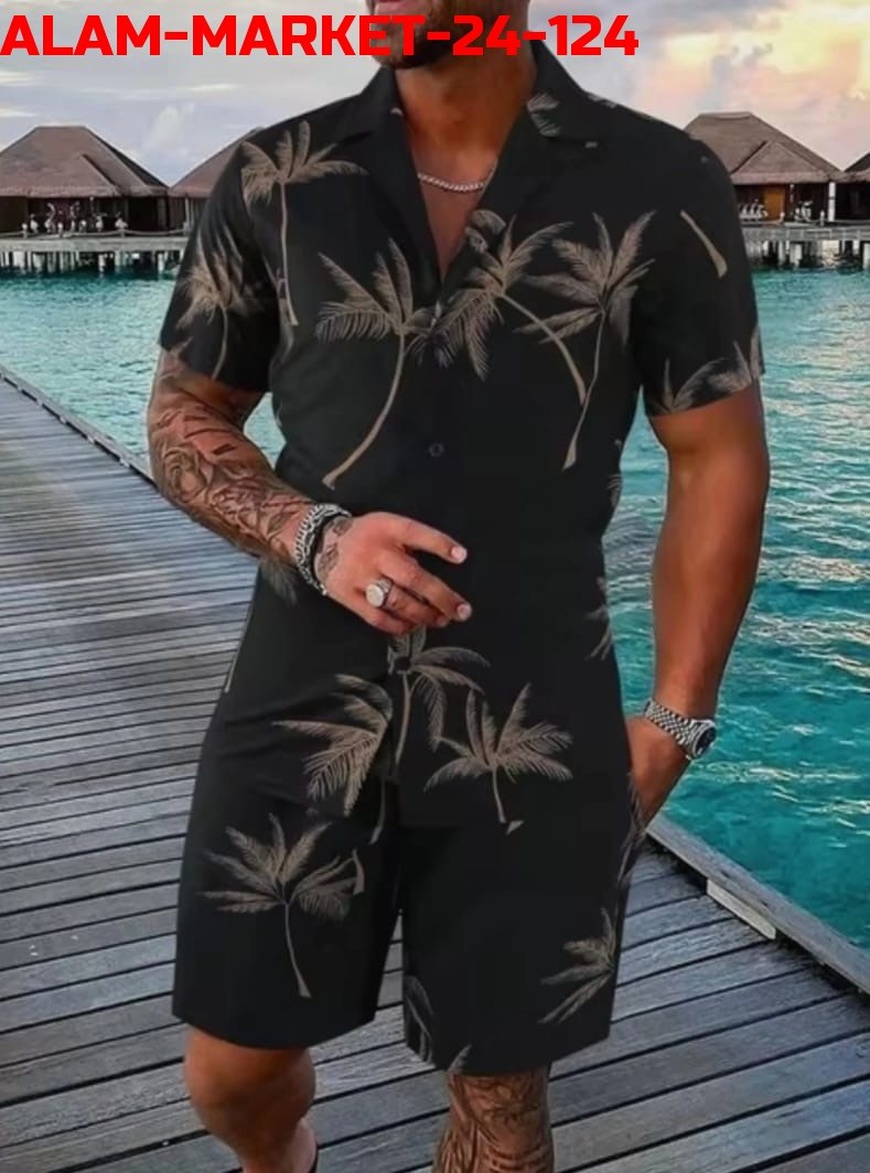 костюм летний мужской,мужская мода,пляжный костюм,мужская гавайская рубашка,костюм для отдыха