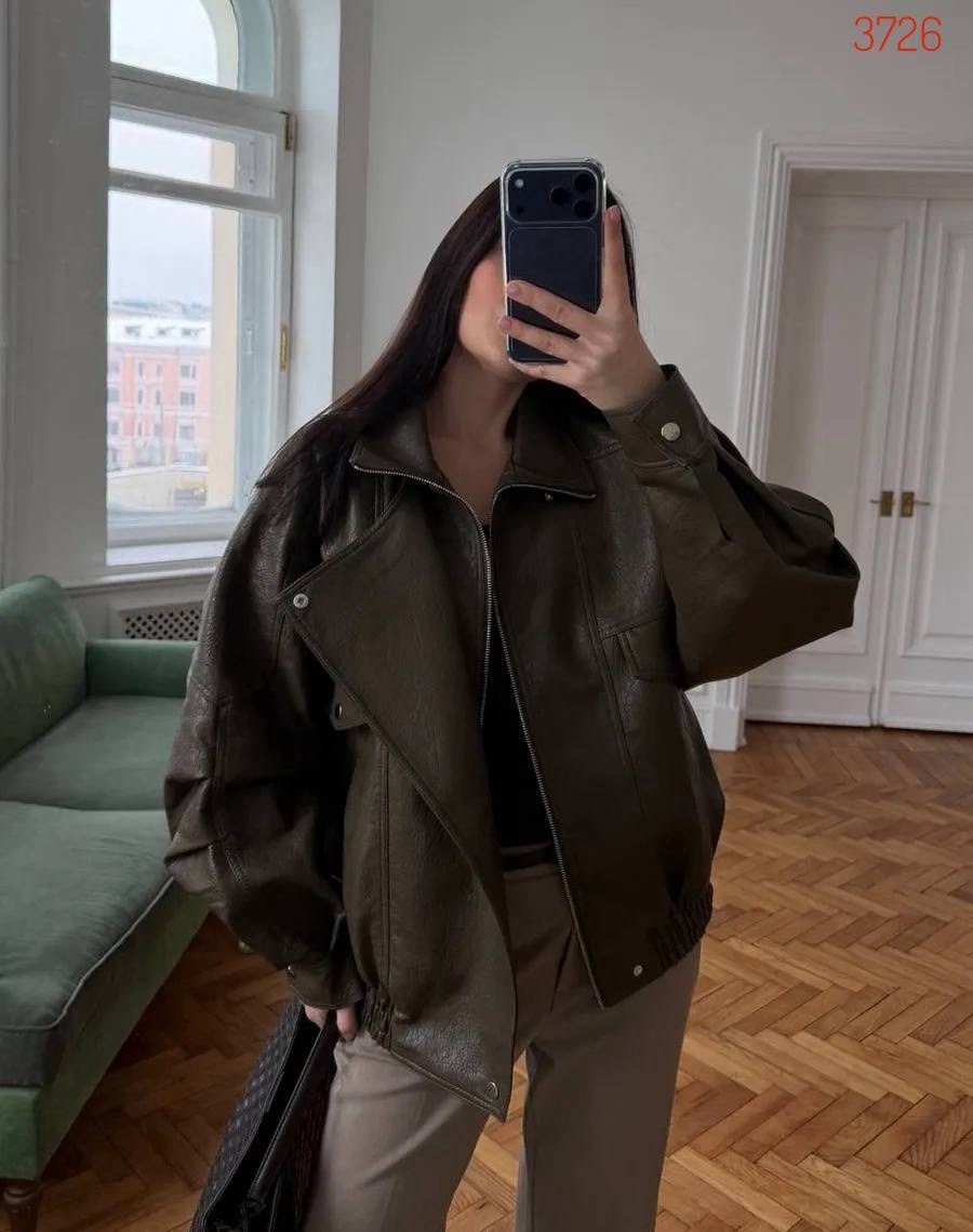 бомбер оверсайз укороченный кожаный inritm,бомбер оверсайз укороченный кожаный,куртка бомбер,куртка женская,бомбер женский кожаный укороченный