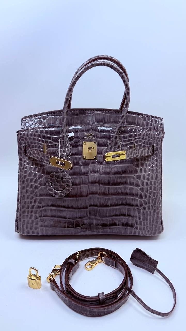 серая сумка гермес биркин,сумка биркин,элегантная сумка,сумка hermes,сумка женская hermes birkin 35 крокодил