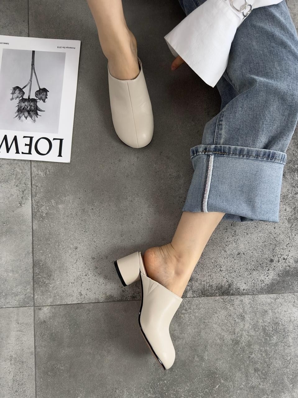 ,мюли женские,мюли на каблуке,эконика сабо белые, женская