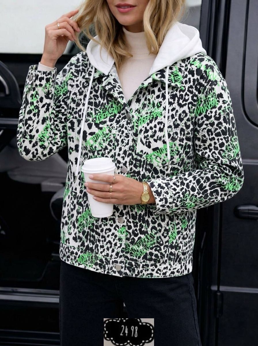 леопардовая куртка,женская куртка,куртка женская с высоким воротом и ярким леопардовым принтом,куртка демисезонная,куртка леопардовая зимняя с капюшоном tdt-fashion