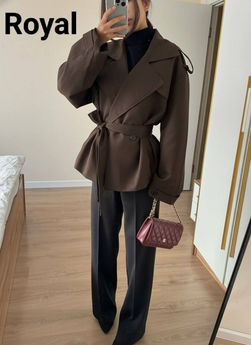 пальто асимметрия,,черный брючный костюм,женская верхняя одежда