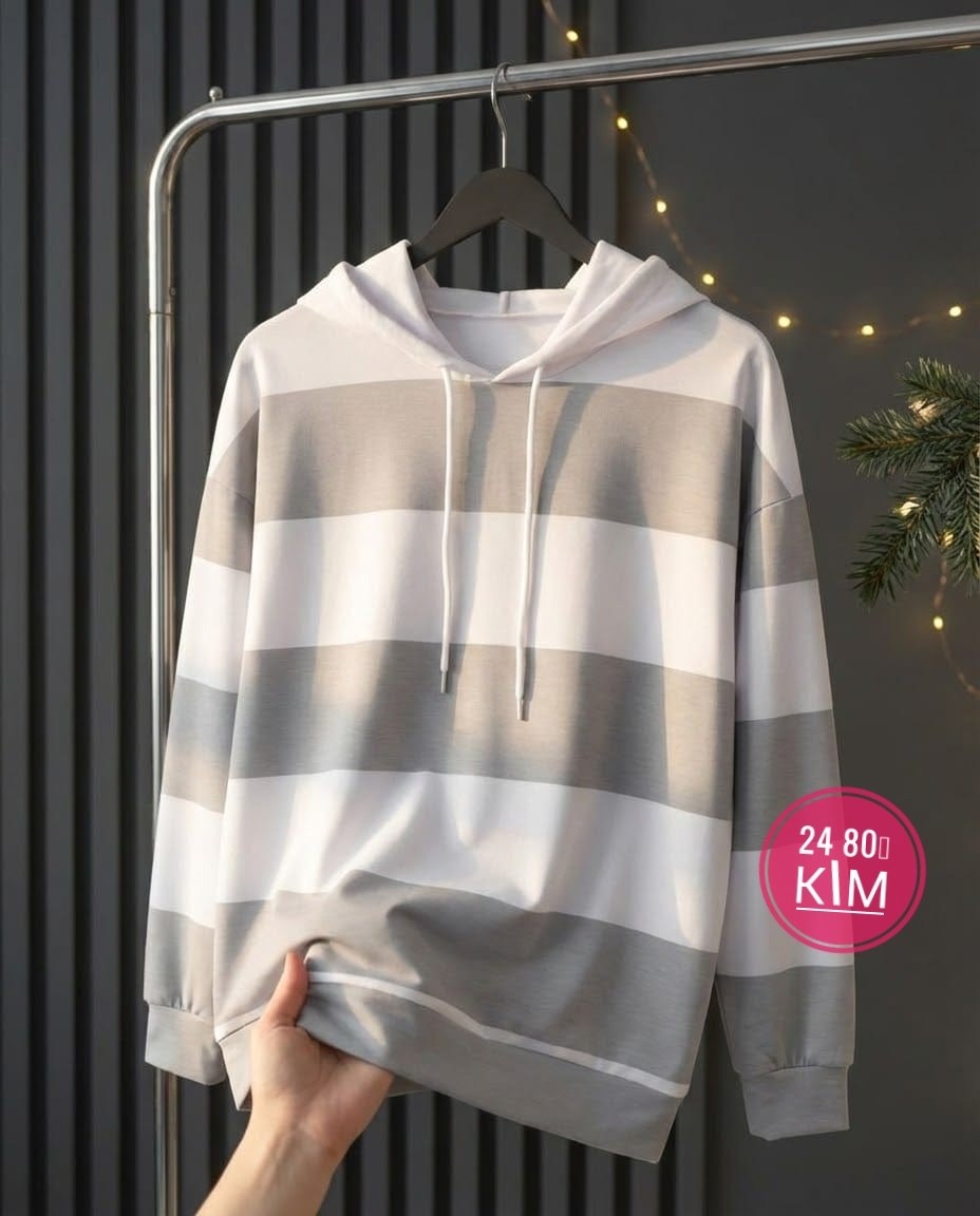 толстовка с капюшоном женская,женская толстовка,толстовка повседневная,женская свободная толстовка,толстовка в полоску