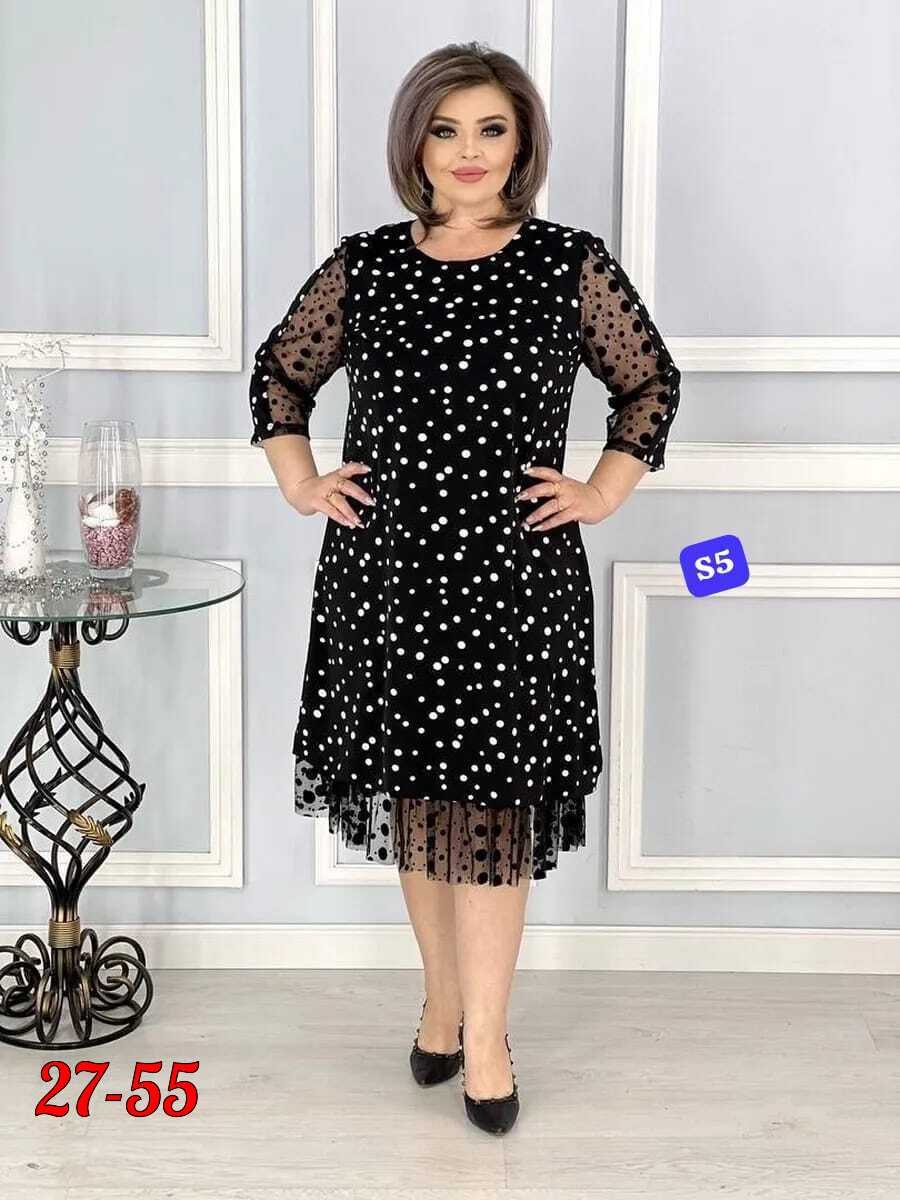 вечернее платье больших размеров нарядное в горошек saliya brand,платье больших размеров в горошек,женское праздничное платье больших размеров,платье вечернее больших размеров нарядное в горошек,плать
