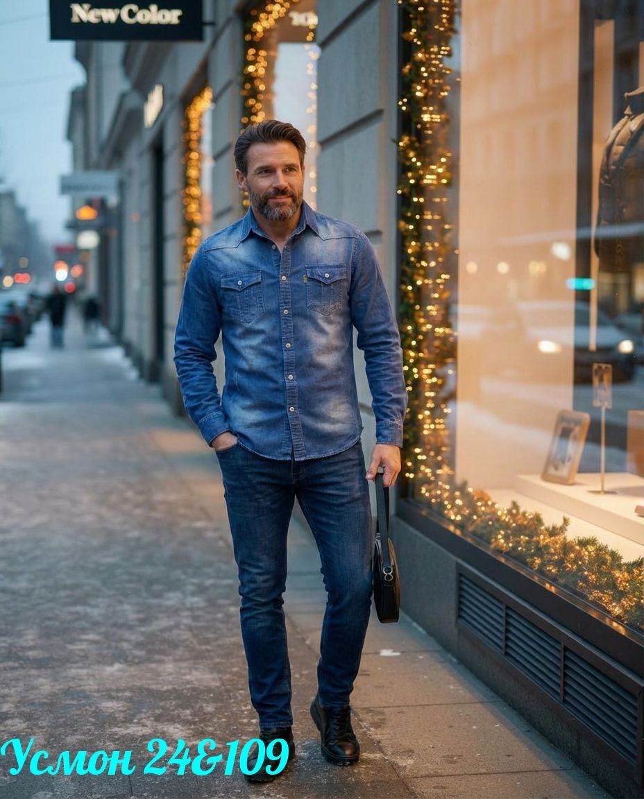 мужская джинсовая рубашка,мужская джинсовая рубашка с длинными рукавами,рубашка под джинсы мужская,мужской стиль кэжуал,мужская мода