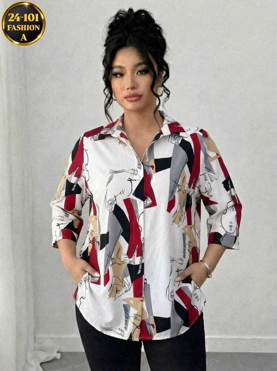 рубашка женская с принтом,блузка стильная,повседневная рубашка,женская рубашка,повседневная блузка