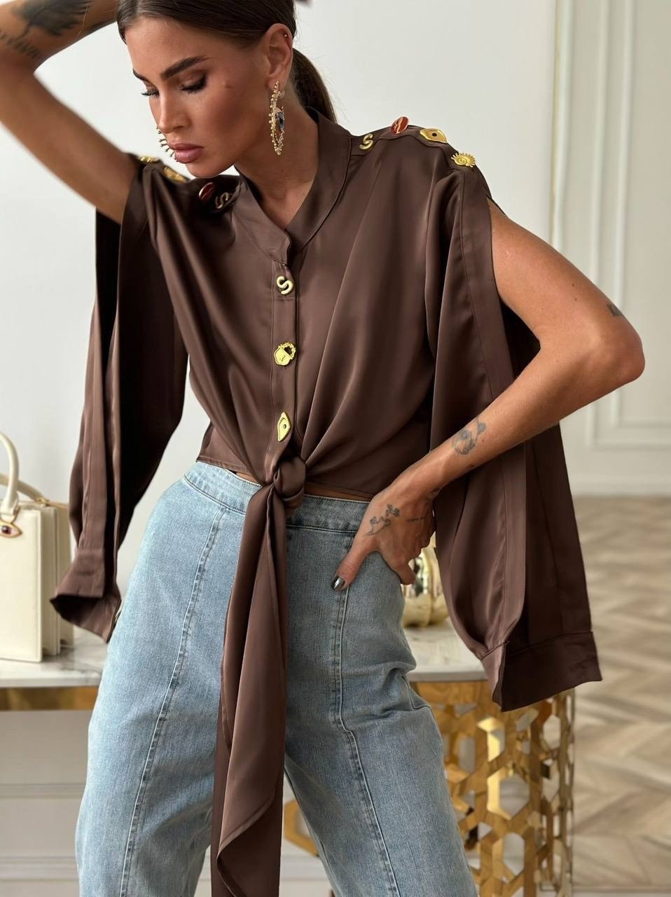 рубашка блузка с завязками на талии schiaparelli cool casual wear 511480515,элегантная блузка,женская блузка,женская рубашка,рубашка блузка с завязками на талии schiaparelli