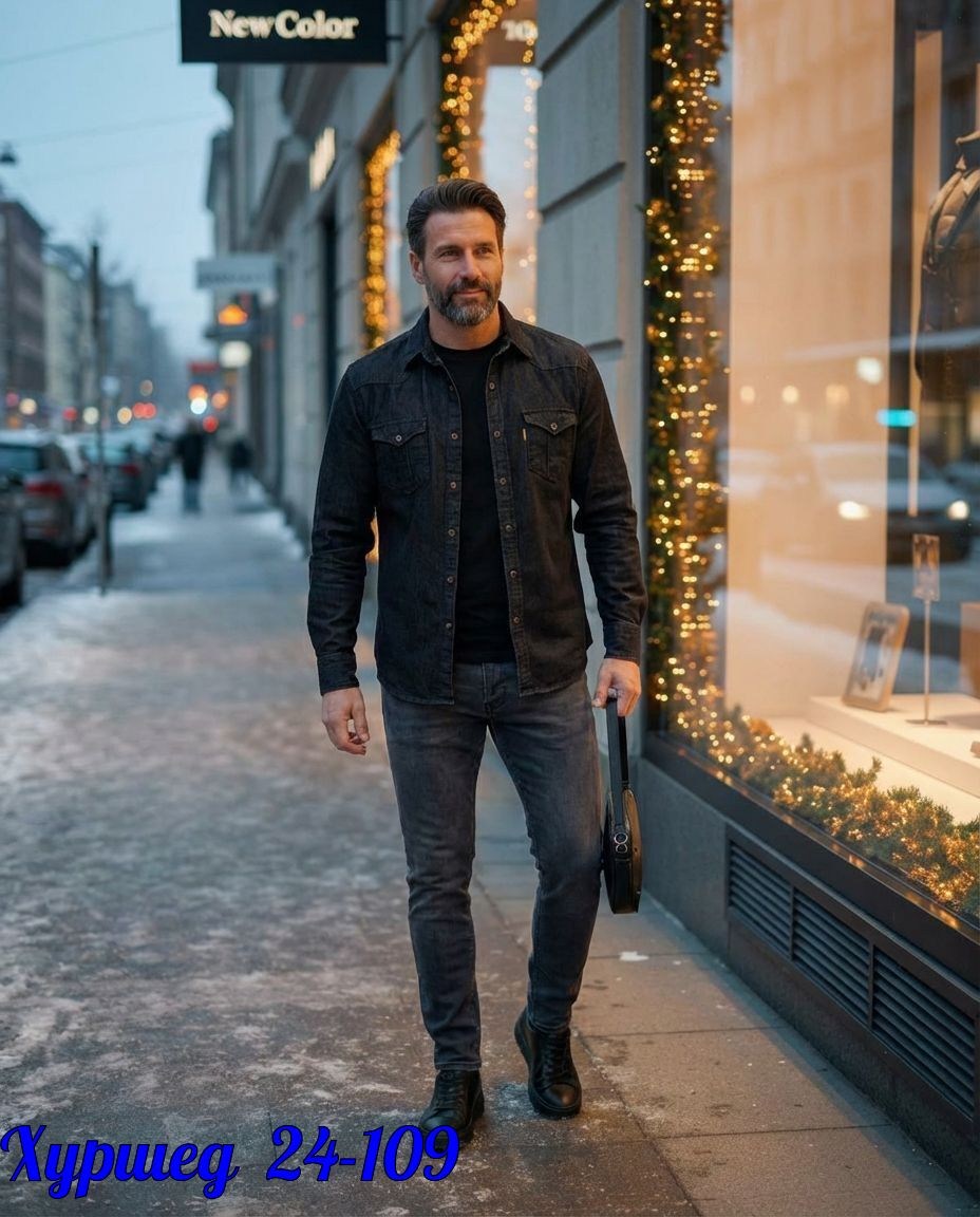 мужская джинсовая рубашка,мужская джинсовая рубашка с длинными рукавами,мужской стиль кэжуал,мужские образы,джинсы и рубашка