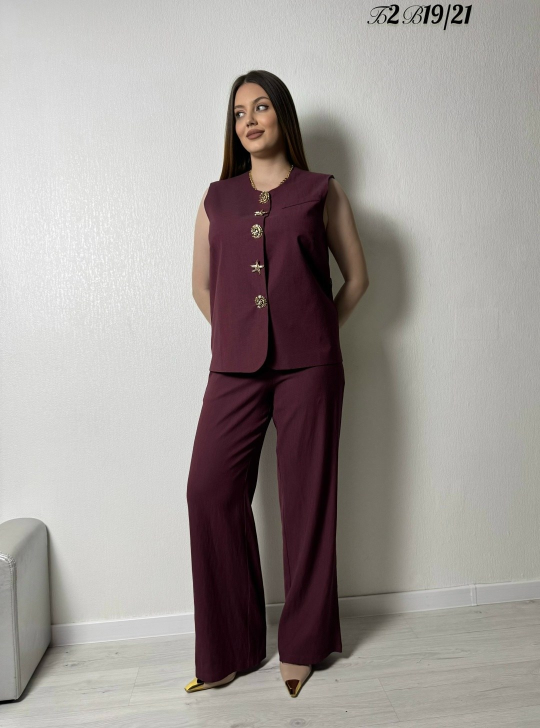 брюки леди агата п-2217/9 бордовый,женский брючный костюм,брюки бордовые леди агата,костюм брючный с жилетом gunuelle,брюки бордовые