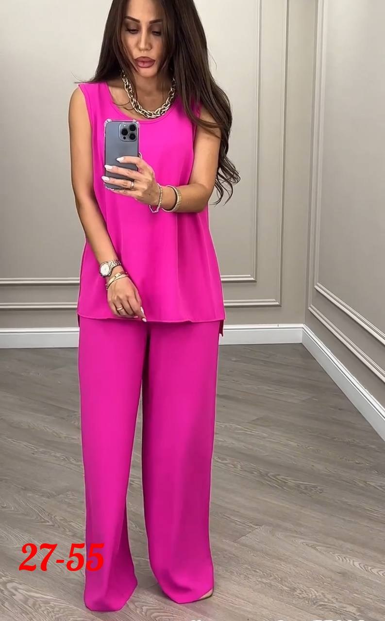 брючный костюм anelli 1398 фуксия,женский брючный костюм двойка,брючные костюмы женские,брючный костюм,костюм из текстиля с приталенными брюками и жакетом anelli 1398 фуксия