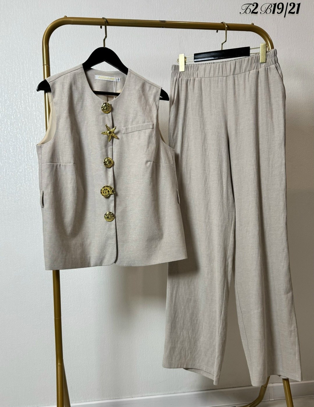 брючный костюм,костюм жилет и брюки из дышащей ткани 100% лен,костюм женский,женский брючный костюм,комплект брючный