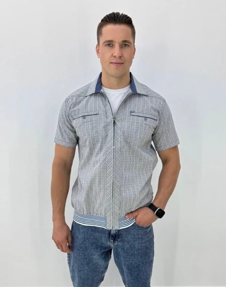 рубашка легкая,мужская рубашка с короткими рукавами,модные мужские рубашки,рубашка с коротким рукавом на молнии,рубашка с короткими рукавами