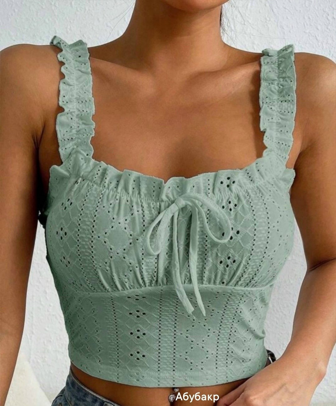 топ с рюшами,летний топ женский,женский топ из кружева,короткий топ с рюшами на лямках,топ женский