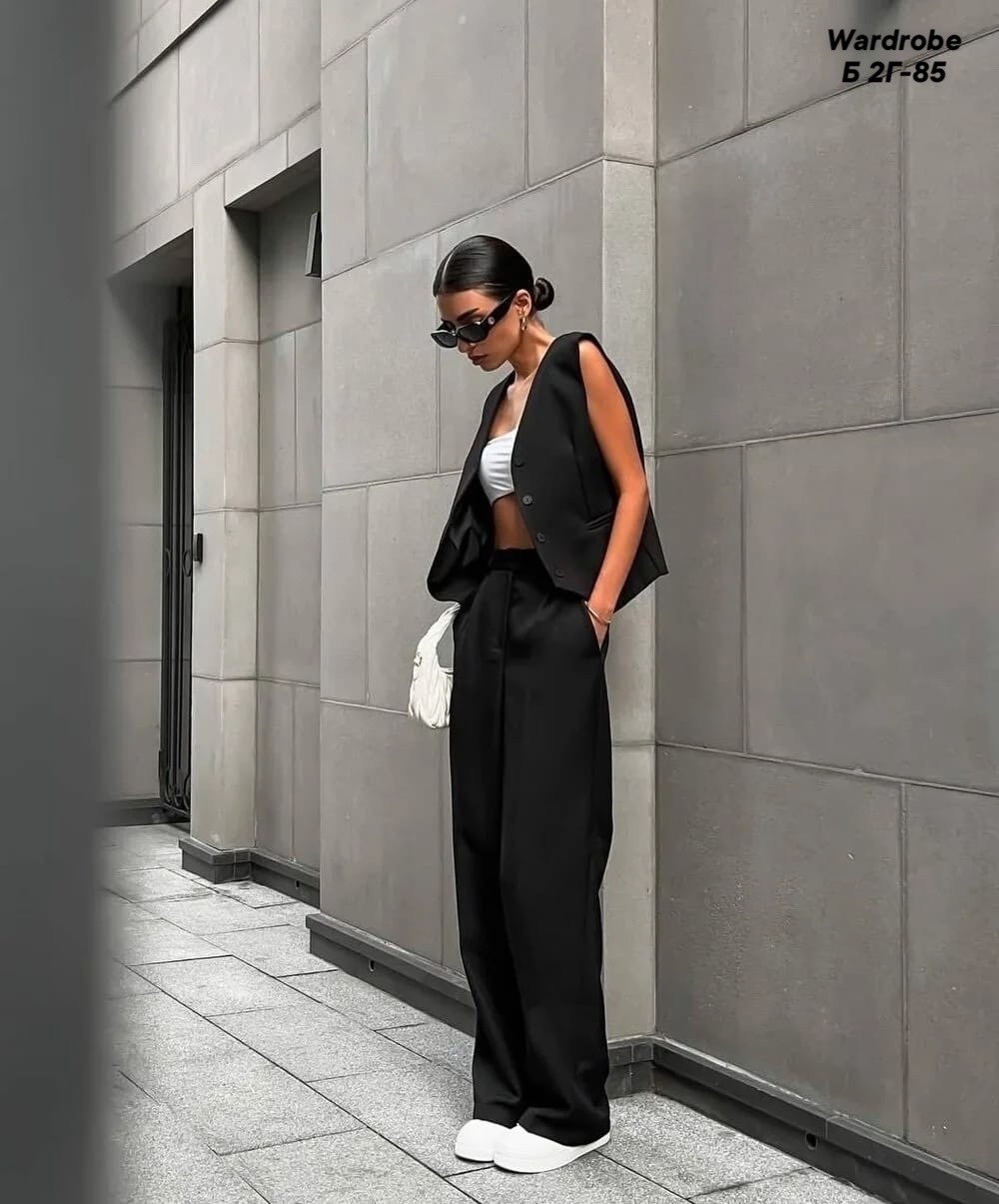 костюм двойка брюки палаццо,стильные костюмы,костюм с брюками палаццо,брючный костюм элегантный,брючный костюм тройка женский