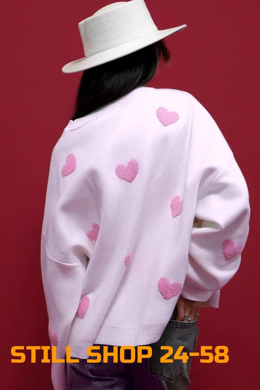 свитер вязаный оверсайз в сердечко nazia shop,свитер сердечки оверсайз,свитер сердце оверсайз,свитер женский оверсайз с сердечками,свитер оверсайз сердечки emmiloves