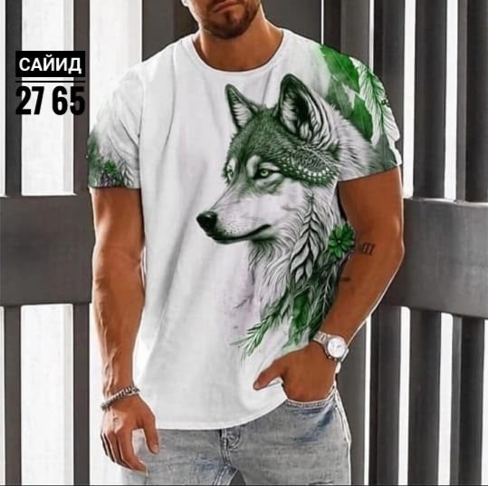 футболки мужские,мужская футболка с принтом волка,футболка с волками,мужская футболка с графическим принтом "волки",футболка с рисунком волка