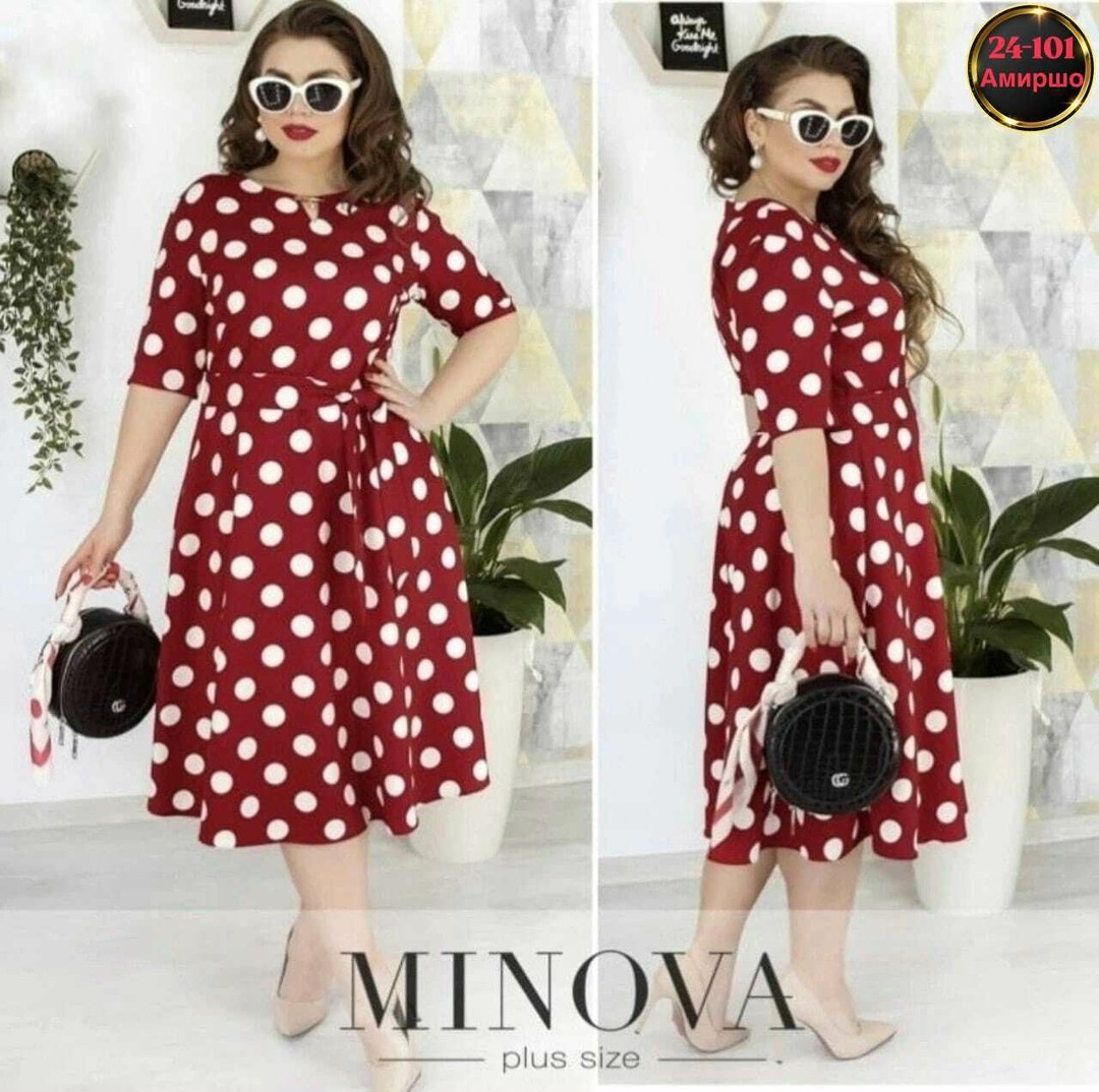 платье женское больших размеров,платье в горошек для полных,платье с поясом,женское платье в горох,платье